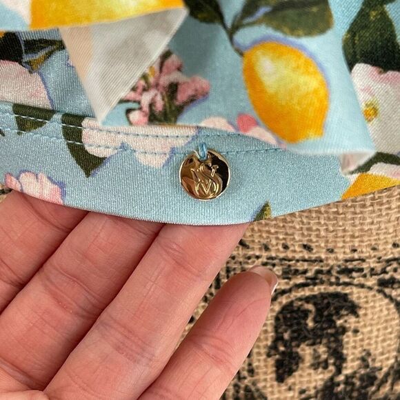 Victoria's Secret Swim Ruffle Bikini Top One Shoulder Padded Lemons Large Blue - Picture 5 of 8